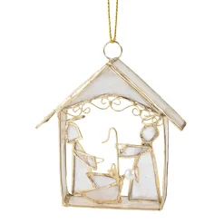 Weihnachtsbaumanhänger|Baumschmuck Aus Perlmutt-Krippe aus Perlmutt, 8,5 cm