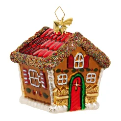 Poesie in Glas Weihnachtskugeln Aus Glas-Lebkuchenhaus mit Perlen