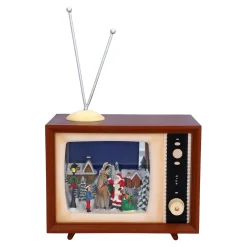 Nostalgische Weihnachtsdeko|Spieluhr Weihnachten-Nostalgiefernseher "Weihnachtsbescherung", Spieldose
