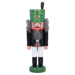 HODREWA Nussknacker Figuren-Nussknacker "Bergmann", grün gold, 15,5 cm