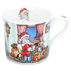 Tischdeko-Porzellan-Tasse "Weihnachtsmann und seine Schätze"