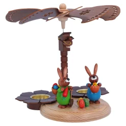 HODREWA Weihnachtspyramiden-Pyramide "Osterhasen mit Ostereiern"