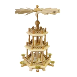 Richard Glässer Nostalgische Weihnachtsdeko|Weihnachtspyramiden-Pyramide "Schneemänner im Winterwald"