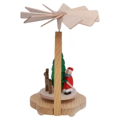 Richard Glässer Weihnachtspyramiden-Pyramide "Weihnachtsmann mit Geschenkschlitten", Wärmespiel