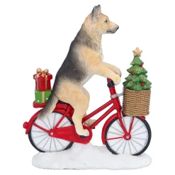 Standfiguren-Schäferhund auf Fahrrad