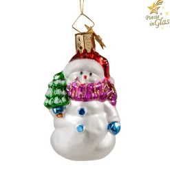 Poesie in Glas Weihnachtskugeln Aus Glas-Schneemann mit Baum