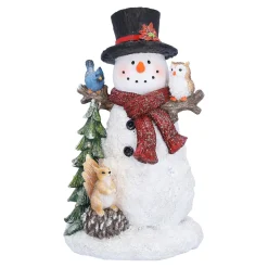 Standfiguren-Schneemann mit Eule und Eichhörnchen, LED