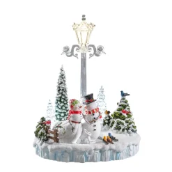 Standfiguren-Schneemannpaar in Winterlandschaft, Standfigur aus Acryl