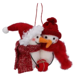 Baumschmuck Aus Filz-Schneemannpaar mit Geschenk, Filz-Baumbehang