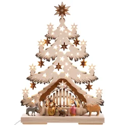 Käthes Original Schwibbogen Weihnachten-Schwibbogen "Heilige Familie", 115V mit USB A-Anschluss