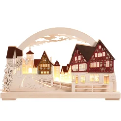 RATAGS Holzdesign Rothenburg Motive|Schwibbogen Weihnachten-Schwibbogen "Rothenburg Plönlein" 230V mit USB A-Anschluss