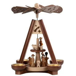 HODREWA Weihnachtspyramiden-Teelicht-Pyramide "Heilige Familie"