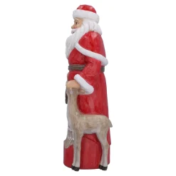 Nostalgische Weihnachtsdeko|Standfiguren-Weihnachtsmann mit Rehkitz