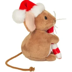 Hermann Teddy Plüschtiere-Weihnachtsmaus mit Zuckerstange, Plüschfigur