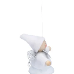 Käthes Original Käthes Original Figuren|Christbaumschmuck Holz-Weihnachtswichtel auf Glocke, weiß, Holz-Baumbehang