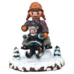 Hubrig Volkskunst Hubrig Miniaturen-Winterkinder Schlittenfahrerin